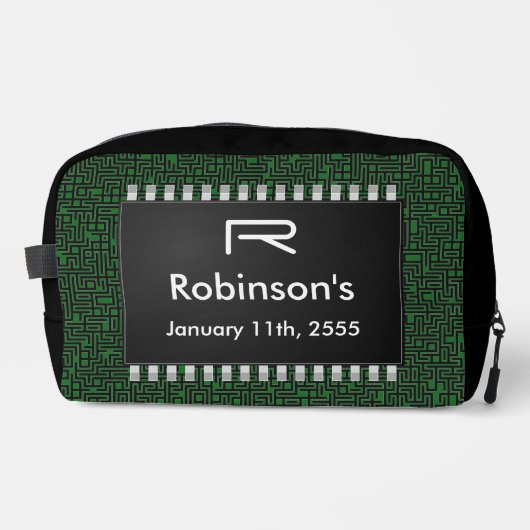 Computerchips auf der grünen Karte +Ihre Informati Waschbeutel (Vorderseite)