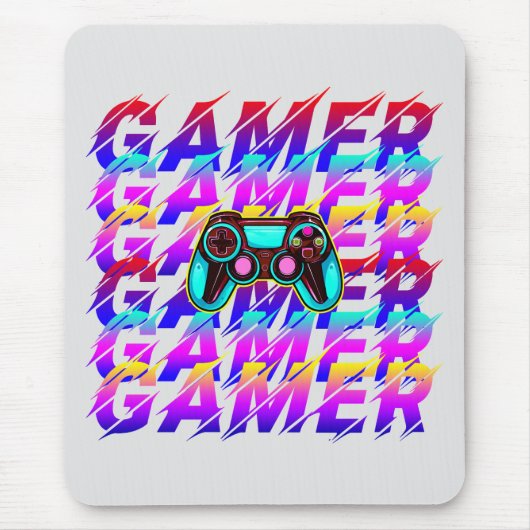 Computercontroller Gamer Typografie mit wiederholt Mousepad (Vorne)