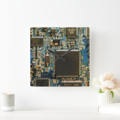Computerfestplatte - Blau Quadratische Wanduhr (Zuhause)
