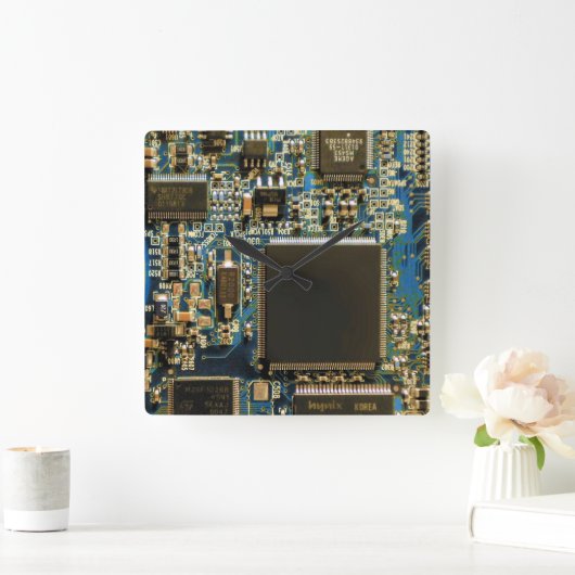 Computerfestplatte - Blau Quadratische Wanduhr (Zuhause)