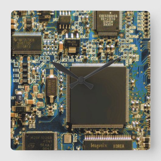 Computerfestplatte - Blau Quadratische Wanduhr (Vorderseite)
