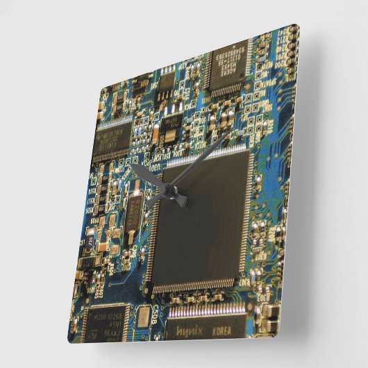 Computerfestplatte - Blau Quadratische Wanduhr (Winkel)