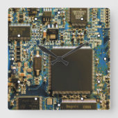 Computerfestplatte - Blau Quadratische Wanduhr (Vorderseite)