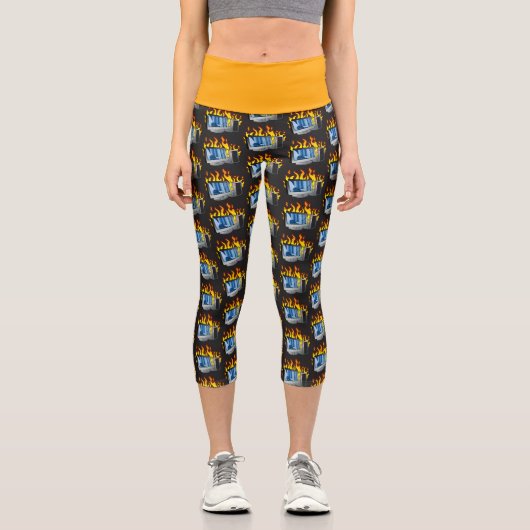 Computerfeuer Hochwaisted Yoga Capris (Vorderseite)