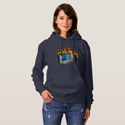 Computerfeuerweibchen-Basic Hooded Sweatshirt (Vorne ganz)