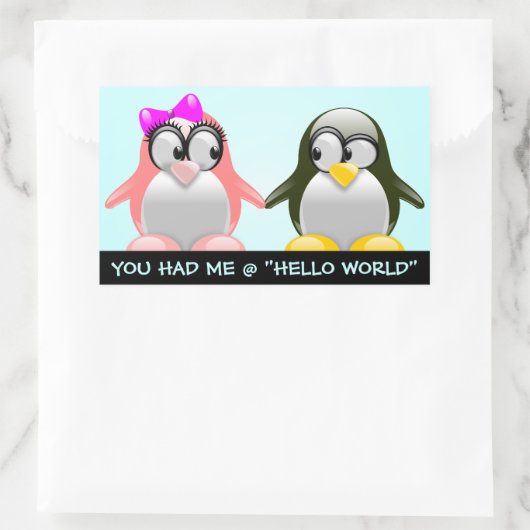 Computerfreak Valentine: Programmiersprachliche Li Rechteckiger Aufkleber (Tasche)