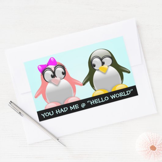 Computerfreak Valentine: Programmiersprachliche Li Rechteckiger Aufkleber (Umschlag)