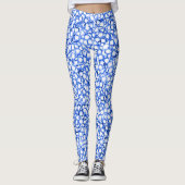 Computergenerierte blaue Blätter Leggings (Vorderseite)