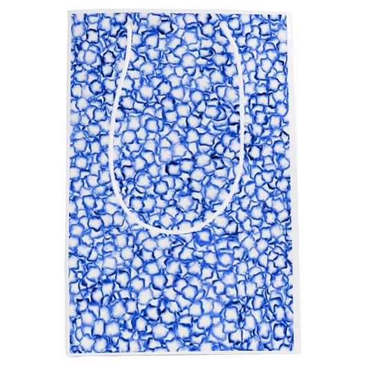 Computergenerierte blaue Blätter Mittlere Geschenktüte (Vorderseite)