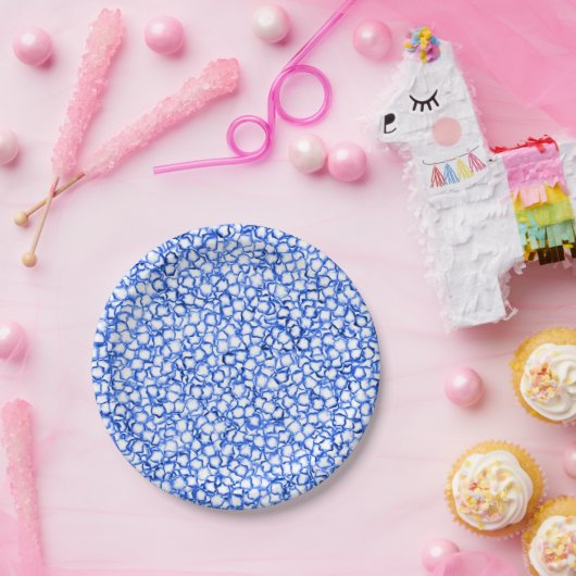 Computergenerierte blaue Blätter Pappteller (Party)