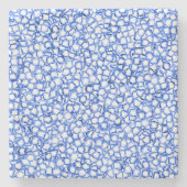 Computergenerierte blaue Blätter Steinuntersetzer (Vorderseite)