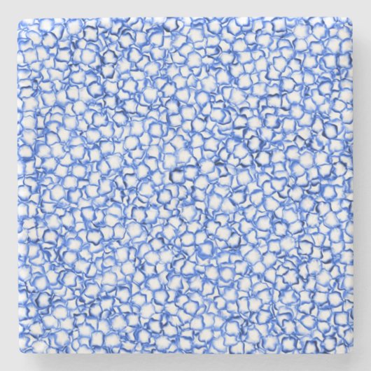 Computergenerierte blaue Blätter Steinuntersetzer (Vorderseite)