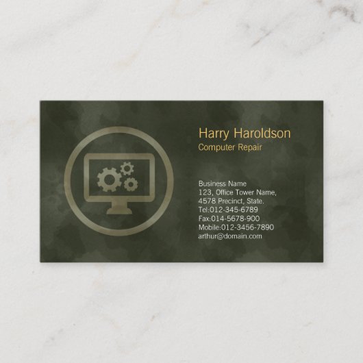 Computergetriebe-Symbol Computerreparaturkarte Visitenkarte (Vorderseite)