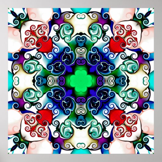 Computergrafik. Darstellung eines abstrakten Flo Poster (Vorne)