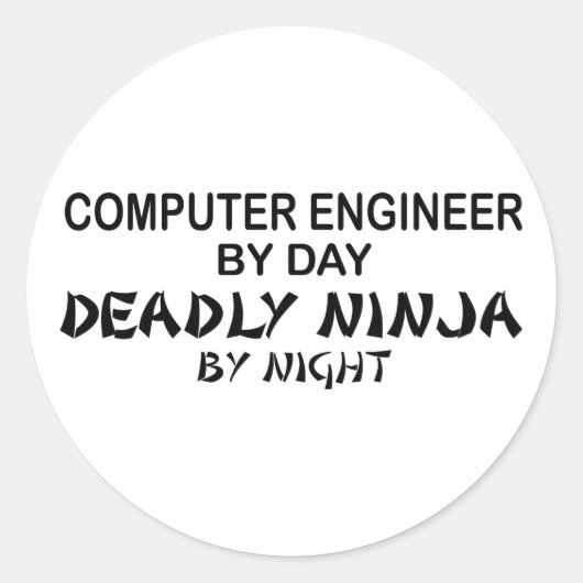 Computeringenieur Deadly Ninja Runder Aufkleber (Vorderseite)