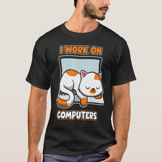 Computeringenieur Katze Ich Arbeite An Compute T-Shirt (Vorderseite)