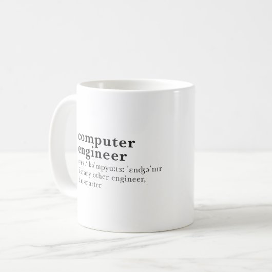 Computeringenieur lustiger Wörterbucheintrag. Kaffeetasse (Vorderseite Links)