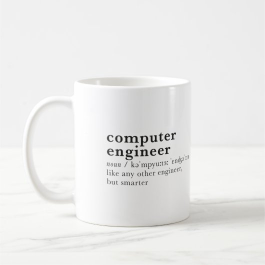 Computeringenieur lustiger Wörterbucheintrag. Kaffeetasse (Links)