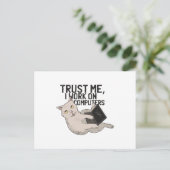 Computerkatze Postkarte (Stehend Vorderseite)