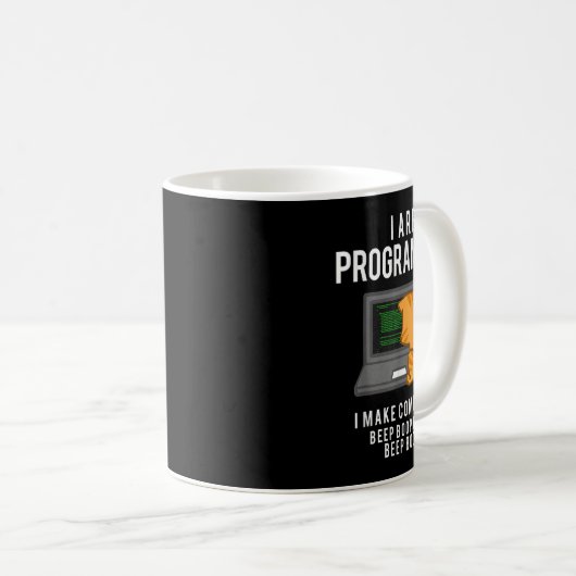 Computerkatzenprogrammierer Funny Coder Meme Kaffeetasse (VorderseiteRechts)