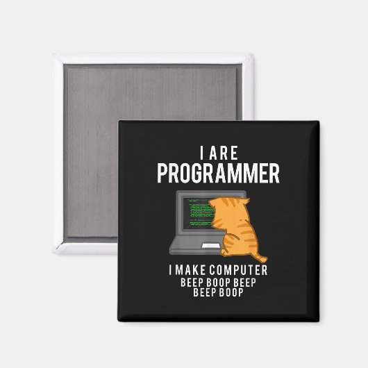 Computerkatzenprogrammierer Funny Coder Meme Magnet (Vorderseite/Rückseite)