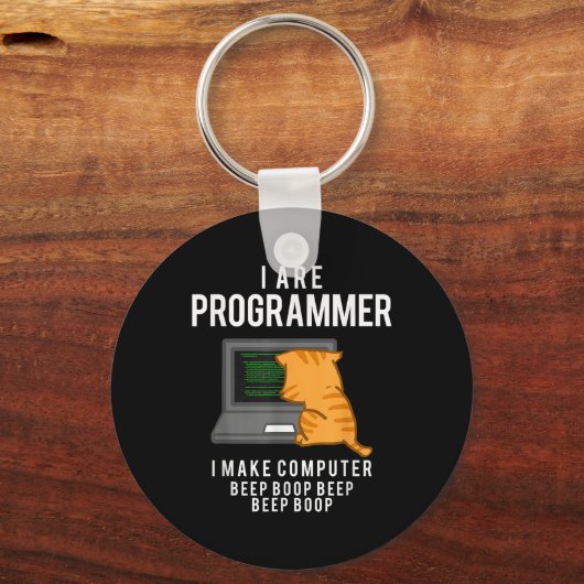 Computerkatzenprogrammierer Funny Coder Meme Schlüsselanhänger (Vorderseite)