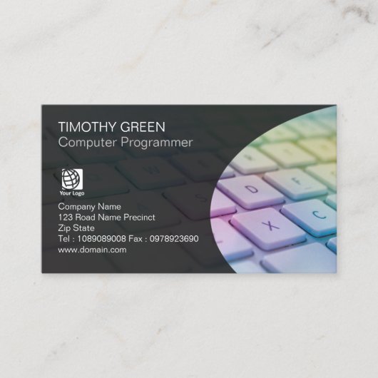 Computerkompetenzdienste - farbenfrohe Notebook-Ta Visitenkarte (Vorderseite)