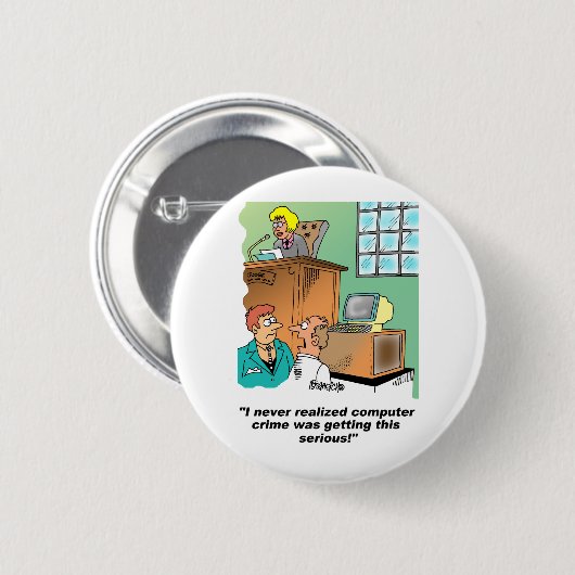 Computerkriminalitäts-Cartoon Button (Vorne & Hinten)
