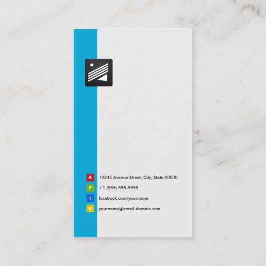 Computerlehrer - Personal Aqua Blue Visitenkarte (Rückseite)