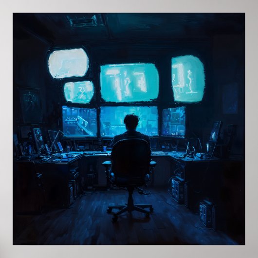 Computerleuchte - Dunkle Silhouette Poster (Vorne)