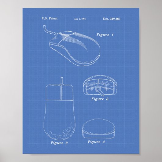 Computermaus 1994 Patent Kunst Blaupause Poster (Vorne)