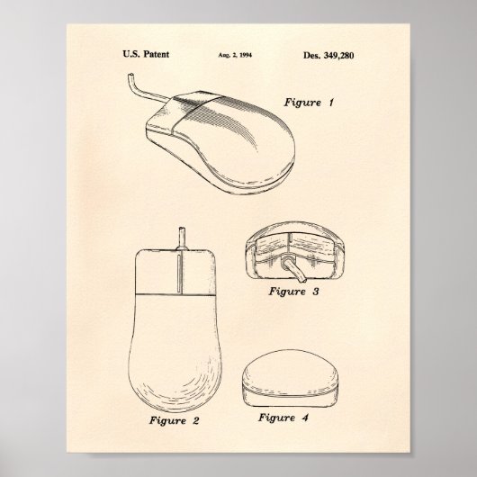 Computermäuse 1994 Patent Art Old Peper Poster (Vorne)