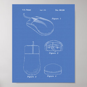 Computermäuse 1994 Patentart Blueprint Poster