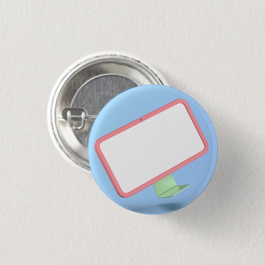 Computermonitor im Cartoon Button (Vorne & Hinten)