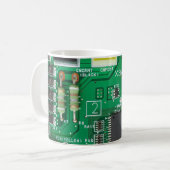 Computermuster der grünen elektronischen Schaltung Kaffeetasse (Vorderseite Links)