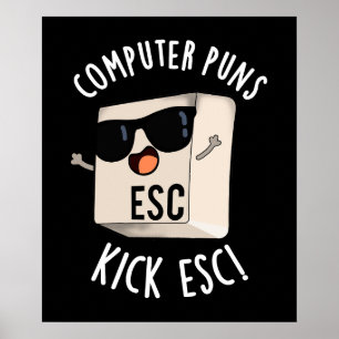 Computerpistolen Kick Esc Funny Keyboard Puff Dark Poster