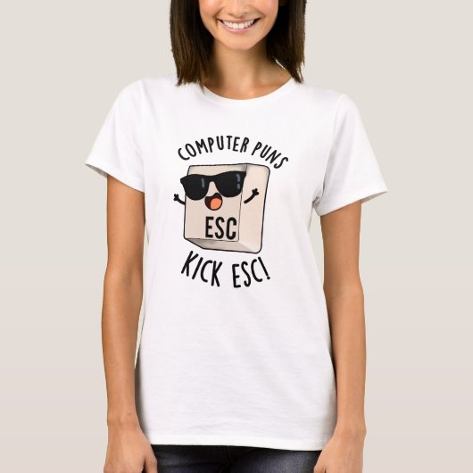 Computerpistolen Kick Esc Funny Keyboard Puff T-Shirt (Vorderseite)