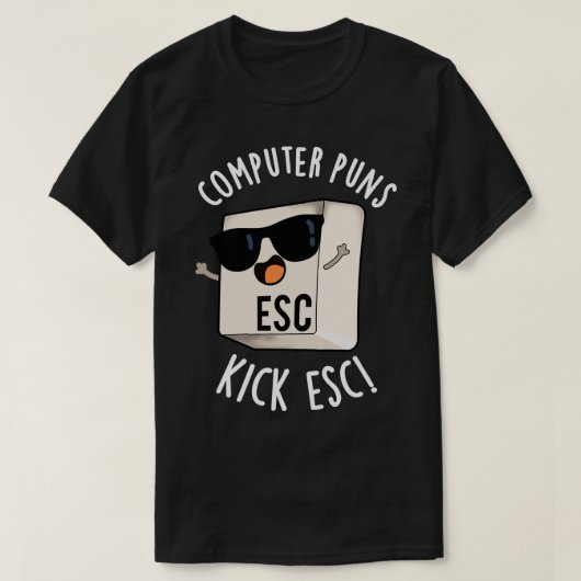 Computerpistolen Kick Esc Funny Keyboard Puff T-Shirt (Design vorne)