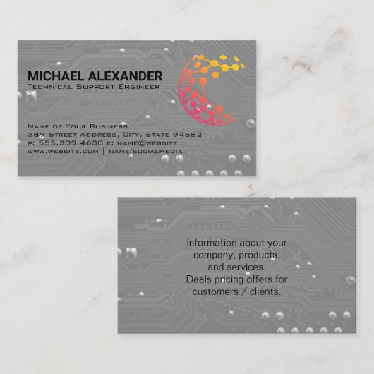 Computerplatine | Modernes Tech-Logo Visitenkarte (Vorne/Hinten)