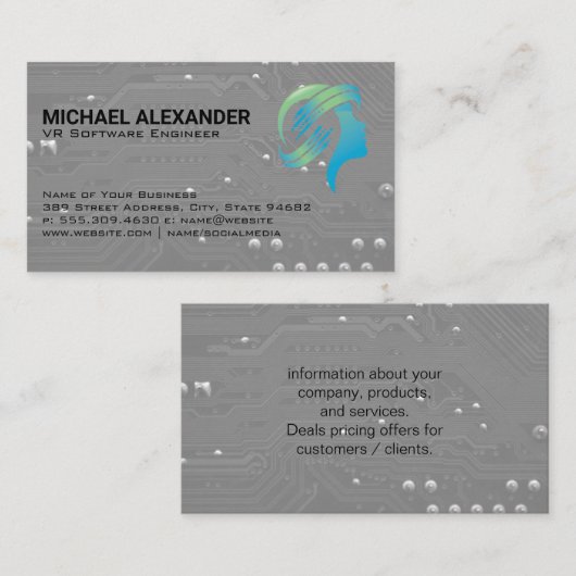 Computerplatine | VR Headset Tech Visitenkarte (Vorne/Hinten)