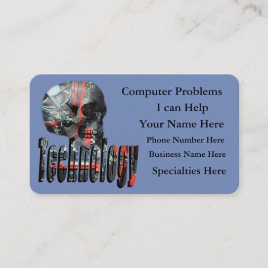 Computerprobleme Blaue Logo-Visitenkarten Visitenkarte (Vorderseite)