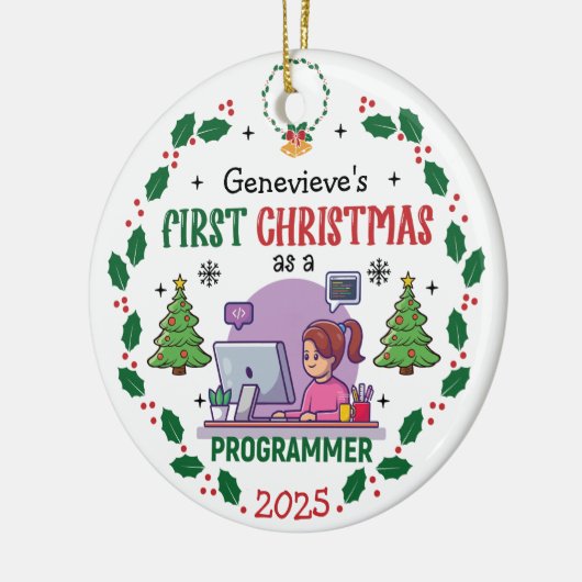 Computerprogrammierer Erster Weihnachtsbaum Indivi Keramik Ornament (Links)