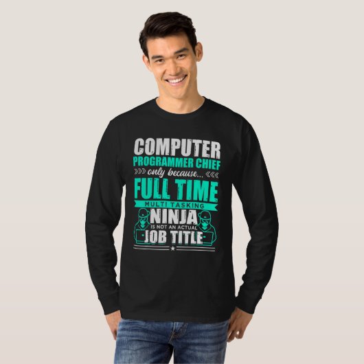 Computerprogrammierer Leiter Multitasking Ninja T-Shirt (Vorne ganz)