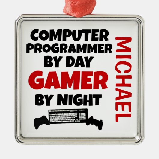 Computerprogrammierer-Lieben spielen Videospiele Ornament Aus Metall (Vorne)