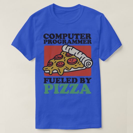 Computerprogrammierer mit Pizza T-Shirt (Design vorne)