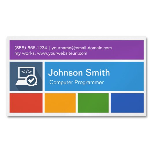 Computerprogrammierer - Moderner Metrostil Magnetische Visitenkarte (Vorderseite)