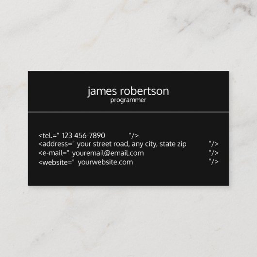 Computerprogrammierer Visitenkarte (Rückseite)