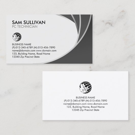 Computerreparatur des PC-Technikers Visitenkarte (Vorne/Hinten)