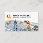 Computerreparaturgeschäft | Animation Simple White Visitenkarte (Rückseite)