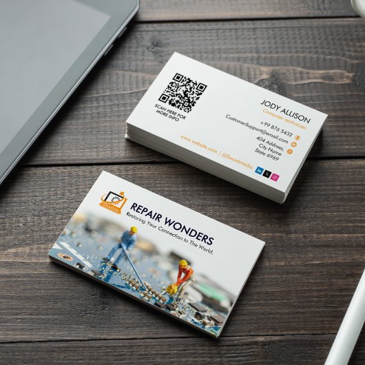 Computerreparaturgeschäft | Animation Simple White Visitenkarte